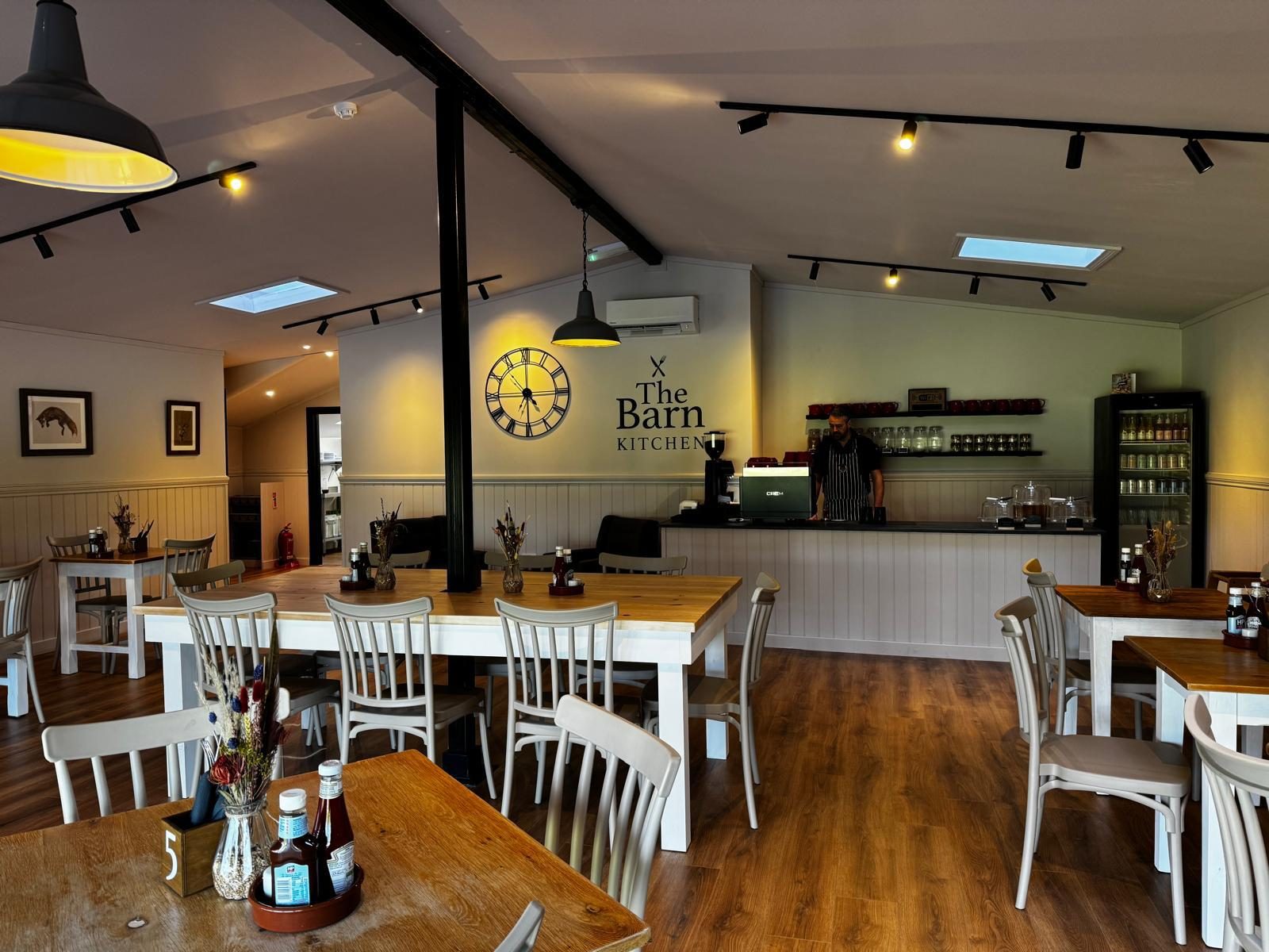 The Barn Kitchen dining room and coffee counter above the butchery in Denham, near Bury St Edmunds