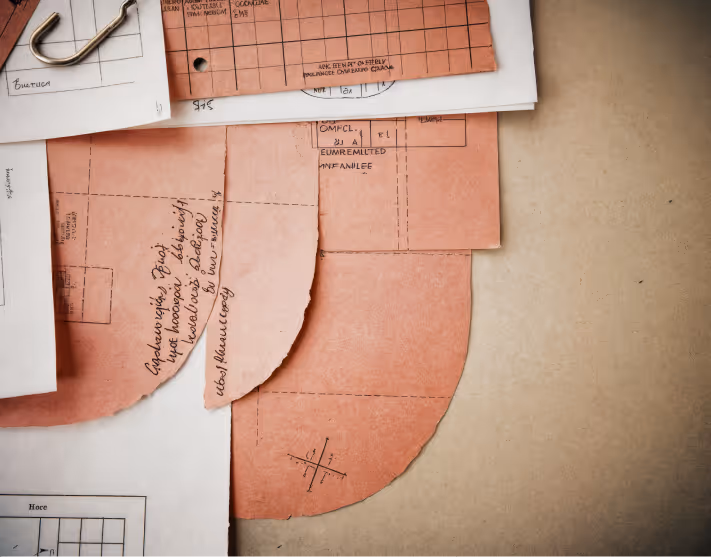 Garment pattern templates and technical drawings for fashion production