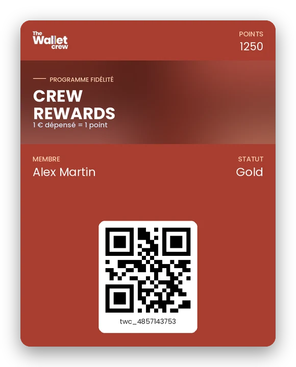 Aperçu de la carte de fidélité dans Apple Wallet