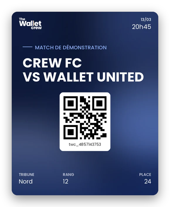 Aperçu du billet d'événement dans Apple Wallet