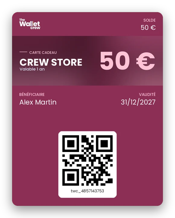 Aperçu de la carte cadeau dans Apple Wallet