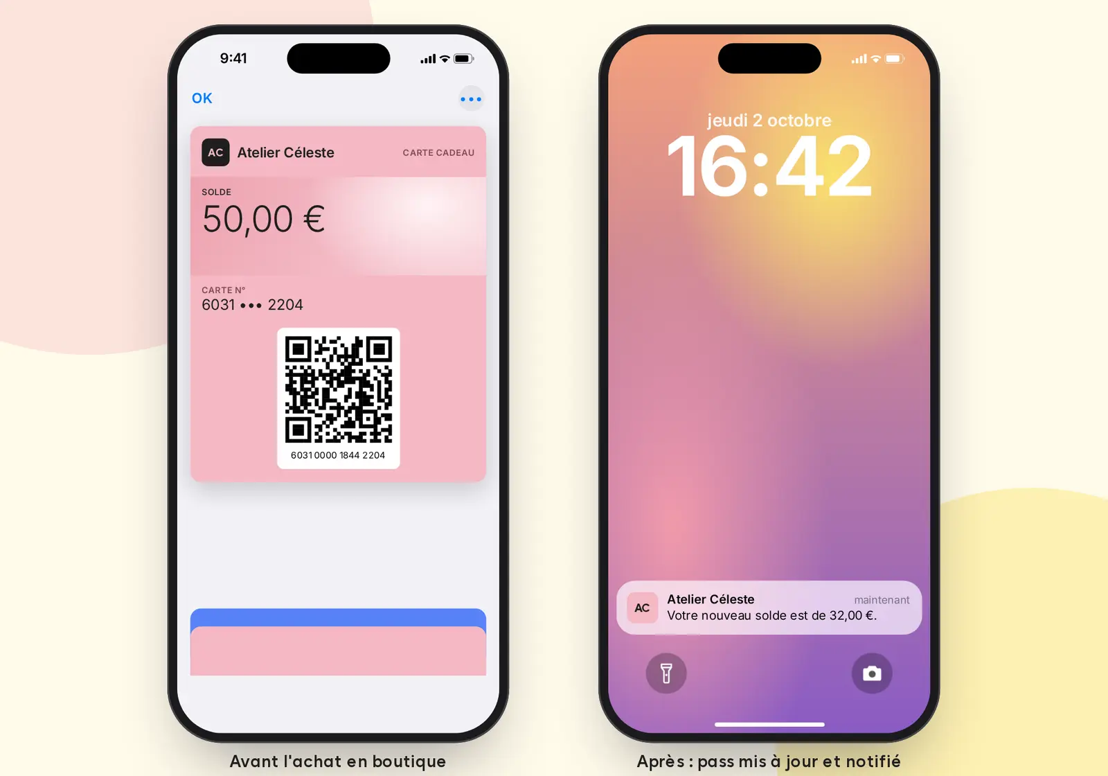 Notification Wallet sur écran verrouillé après la mise à jour d'un pass