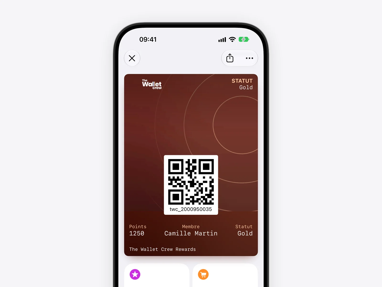 Carte de fidélité dans Apple Wallet : statut Gold, points et QR code