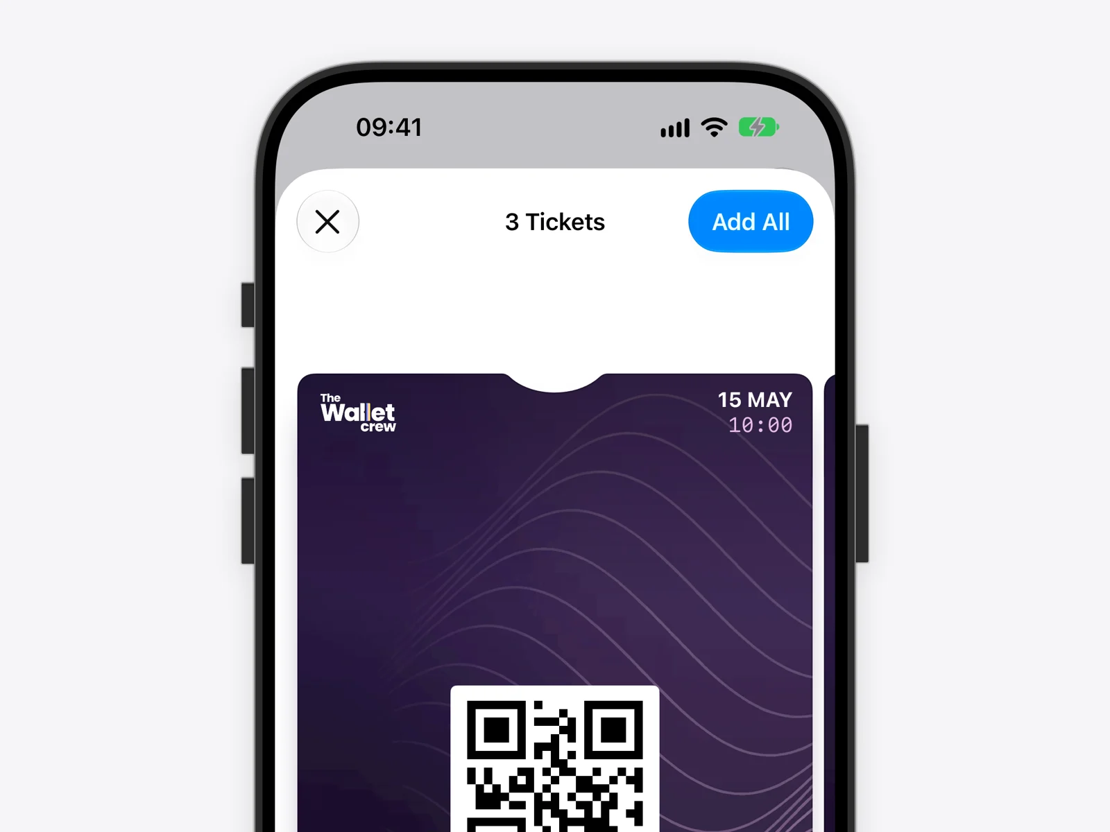 Adding three tickets at once to Apple Wallet with the Add All button