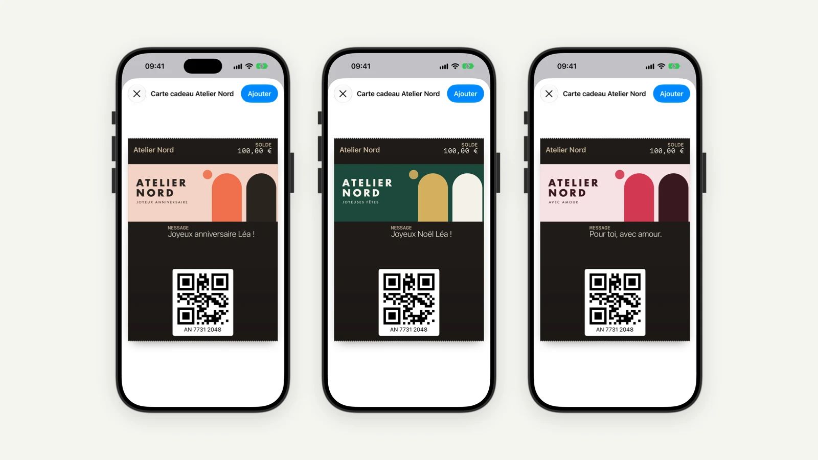 Cartes cadeaux digitales aux thèmes d'occasion dans Apple Wallet