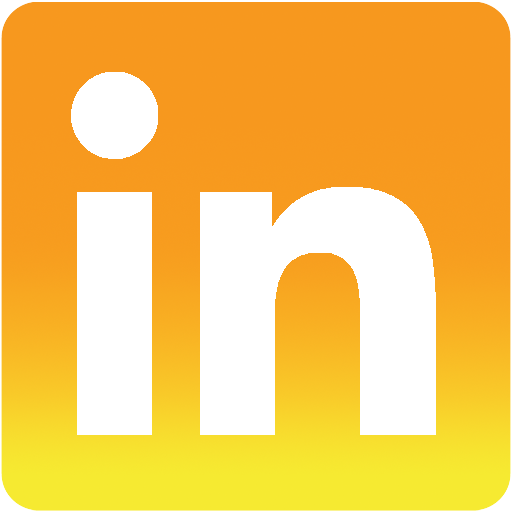 LinkedIn icon for Kiff Productions, featuring a stylized LinkedIn logo in a golden-orange gradient.