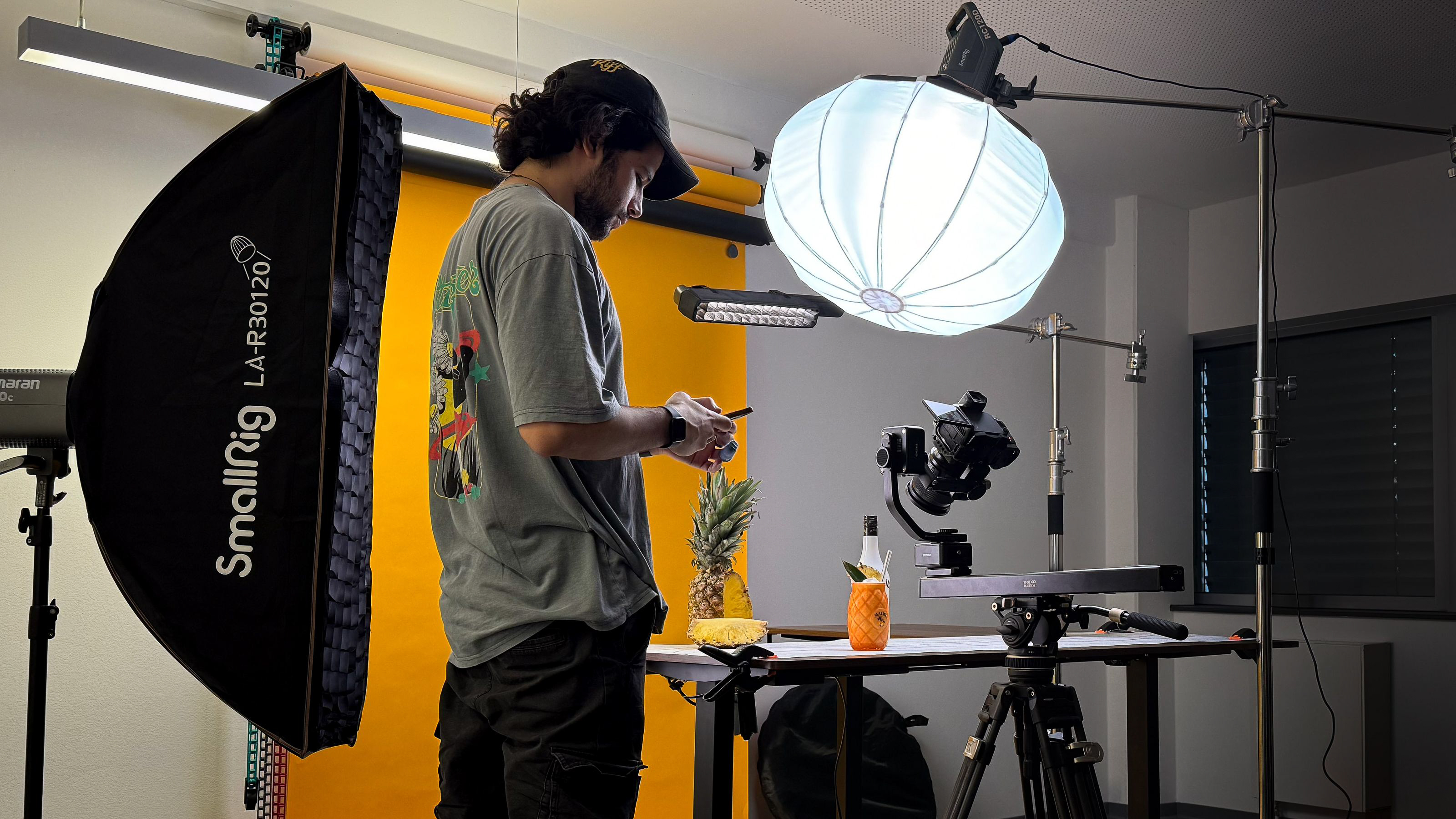 "Behind the scenes KIFF video production with studio lights"