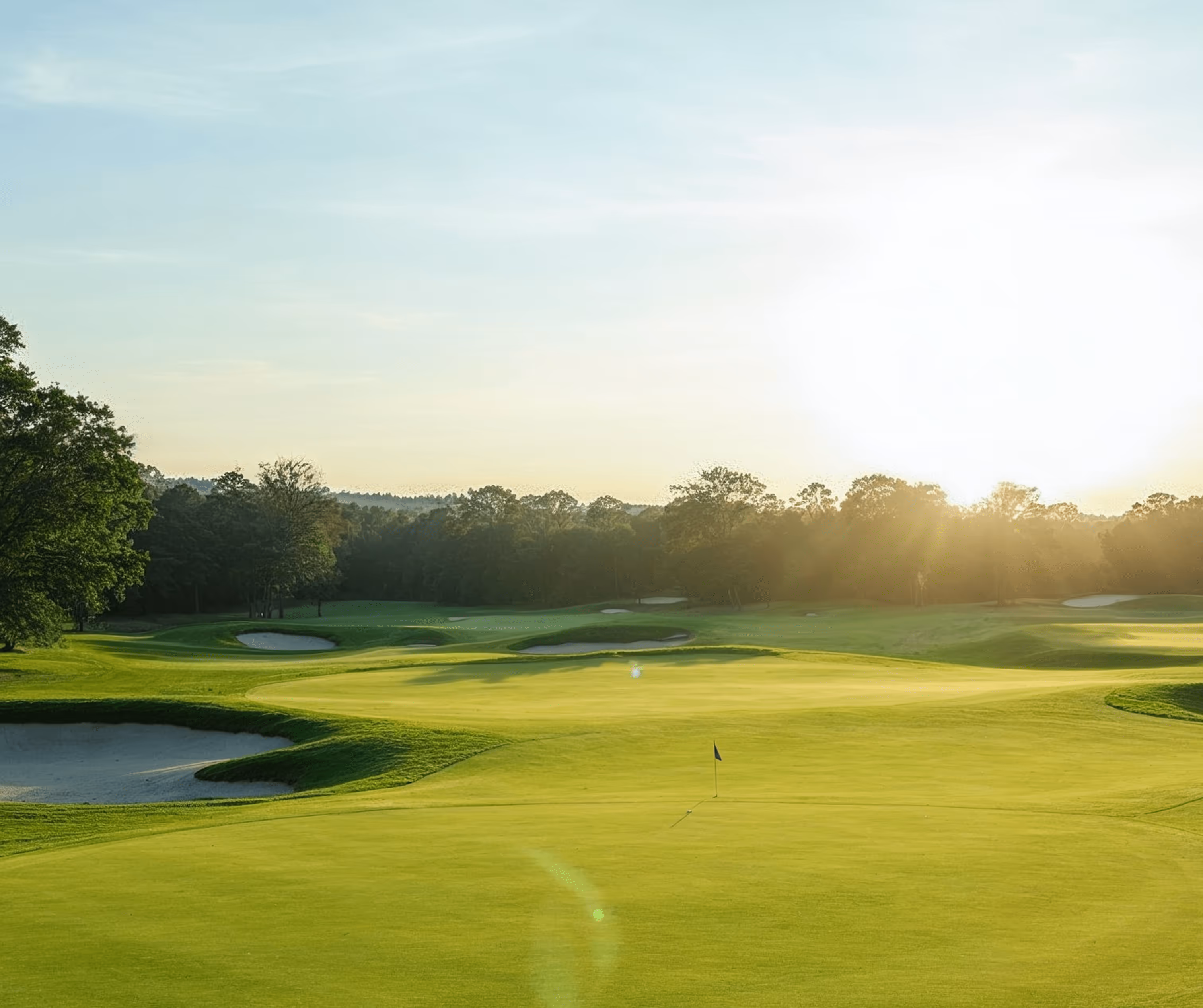 Sunlit golf course with sand traps symbolizing thoughtful financial planning