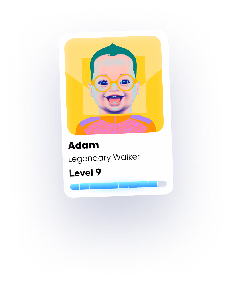 A card with a picture of a man wearing glasses.