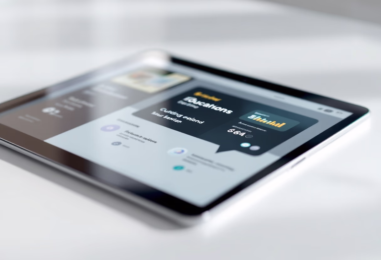 [interface] image of a tablet with an educational app (for edtech)