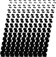 Cinq profils de personnes dessinés en ligne avec une souris orange et noire sur fond noir.