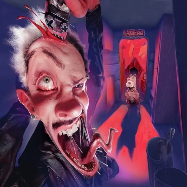 Deux personnes vêtues de noir, l'une portant l'autre sur ses épaules sous un ciel nuageux.