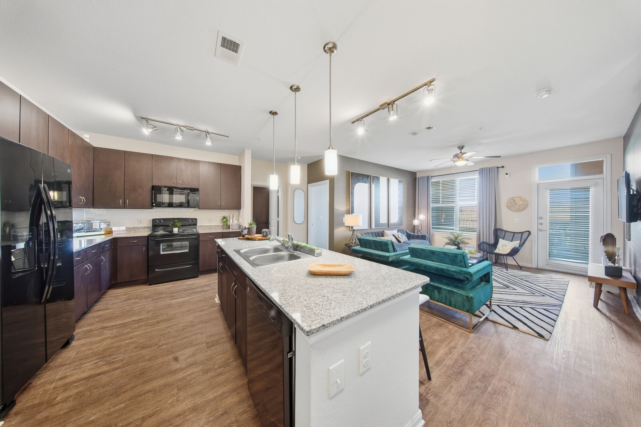 Living room and kitchen