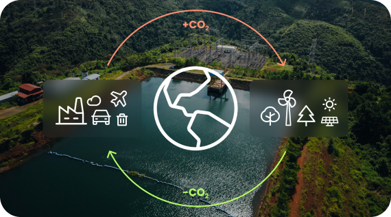 Unternehmen stoßen Emissionen aus und nutzen die CO2-Kompensation, um Emissionen an anderer Stelle einzusparen
