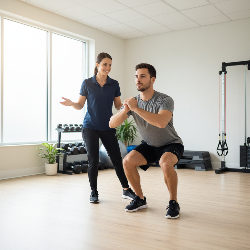 Physical therapist in Waltham conducting personalized movement assessment with athlete during sports medicine evaluation