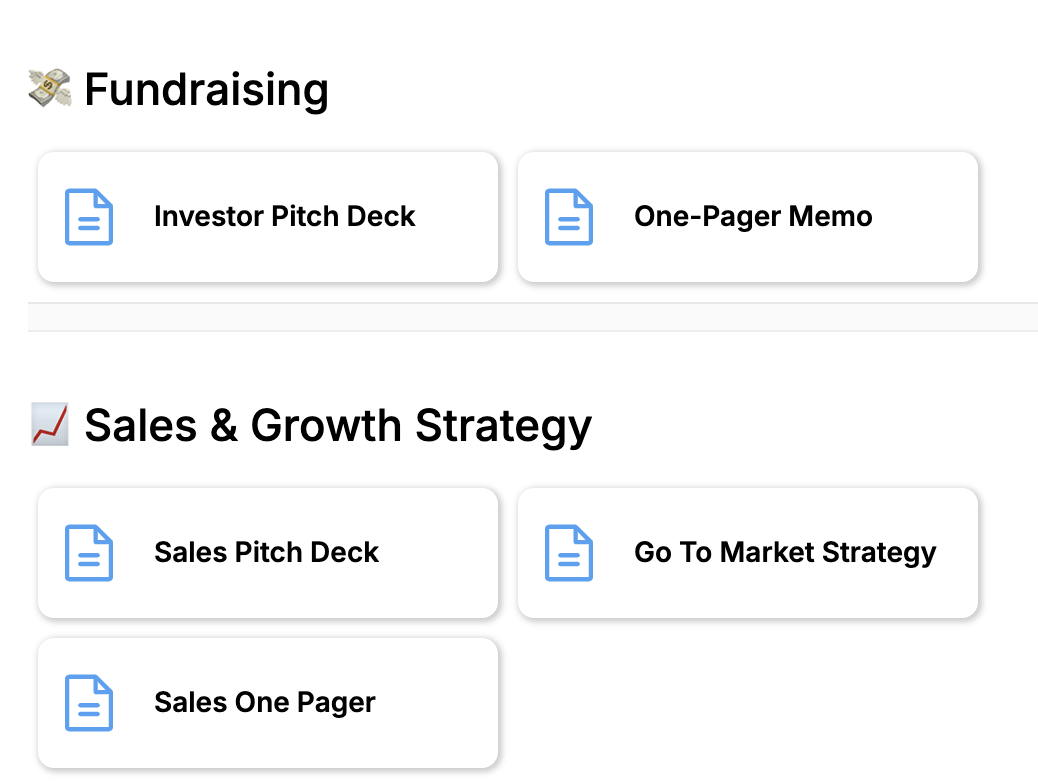 Reports categorized by Founder stage, including Fundraising and Sales and Growth Strategy.