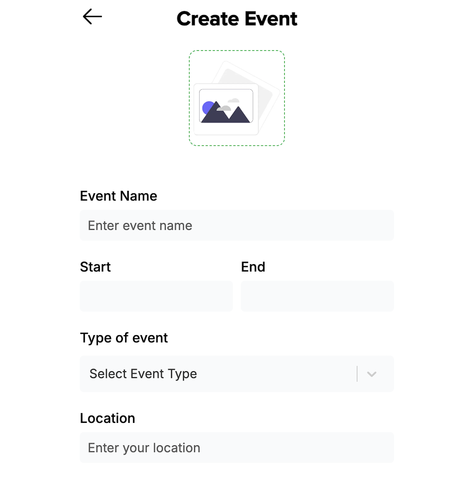 Creating an event in the Founder Match platform, with fields to enter Event logistics including name, time, and location.
