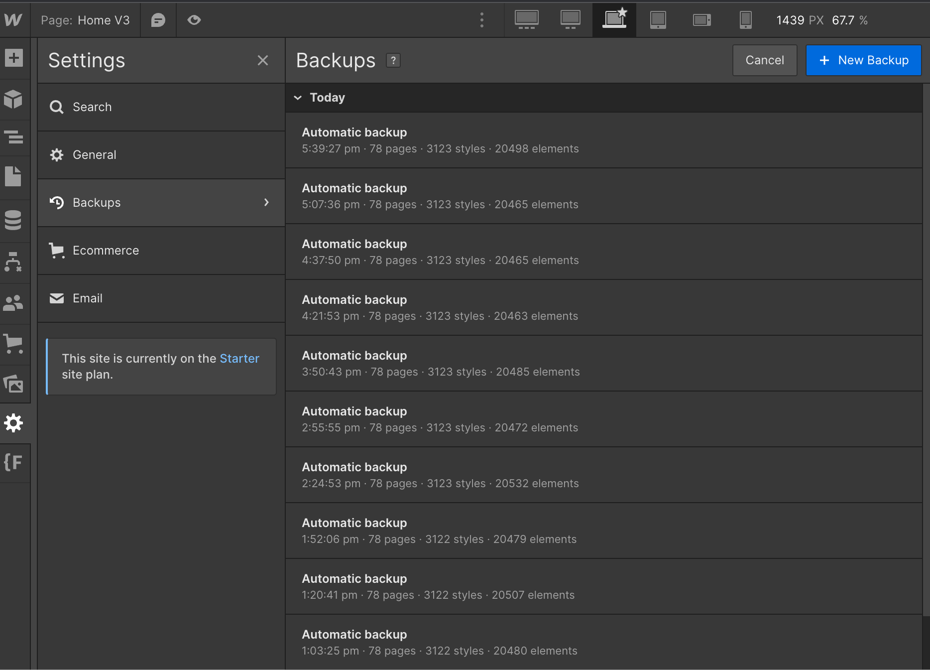 Backups - Startply X Webflow Template