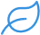 Minimalist blue curved line resembling a stylized leaf or swoosh