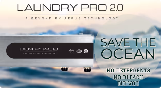 Laundry Pro 2.0 advertisement promoting eco-friendly washing without detergents