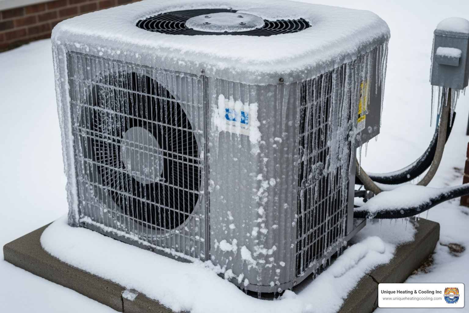 A frozen outdoor air conditioning unit covered in ice - 24 hour hvac repair st louis