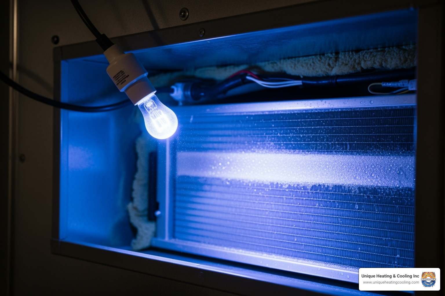 UV light installed inside an HVAC air handler - mold prevention hvac service st louis