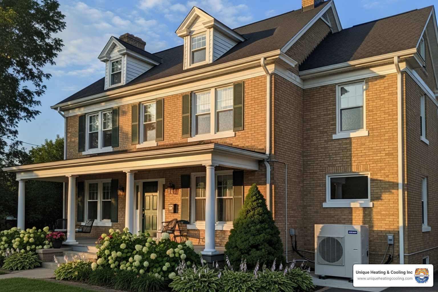 an older, charming O'Fallon-style home with a discreetly placed outdoor ductless unit - ductless hvac repair o'fallon mo