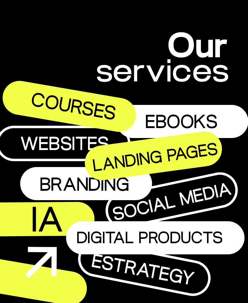 Bold graphic with G2V Creators services like branding, websites, landing pages, social media, and strategy.