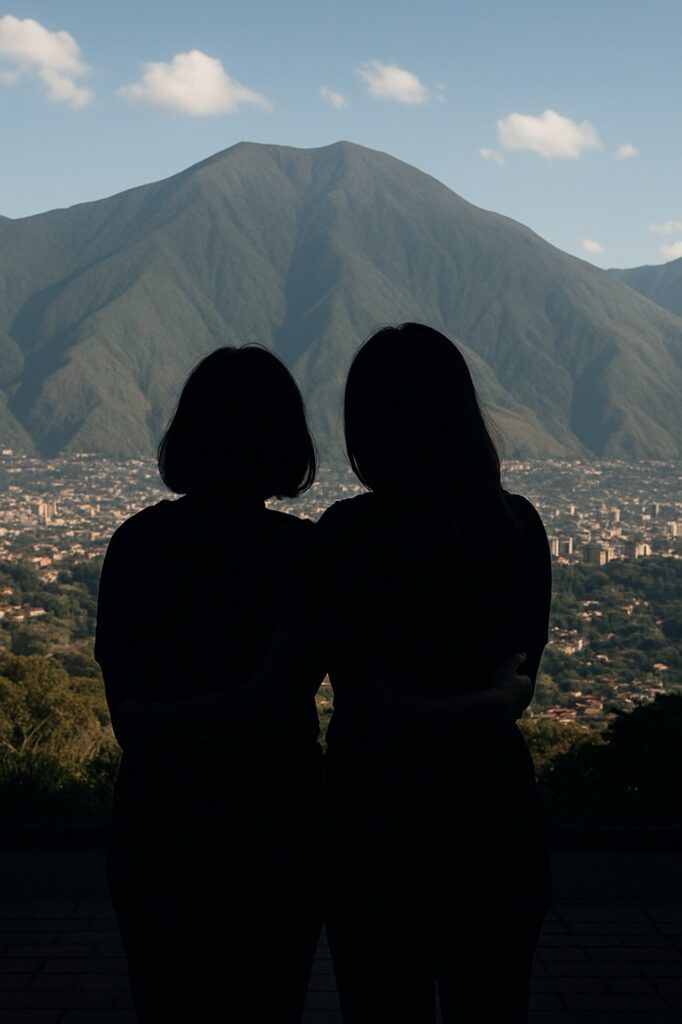 Two women silhouetted in front of mountain view – building value-driven brands that grow on creators’ own terms