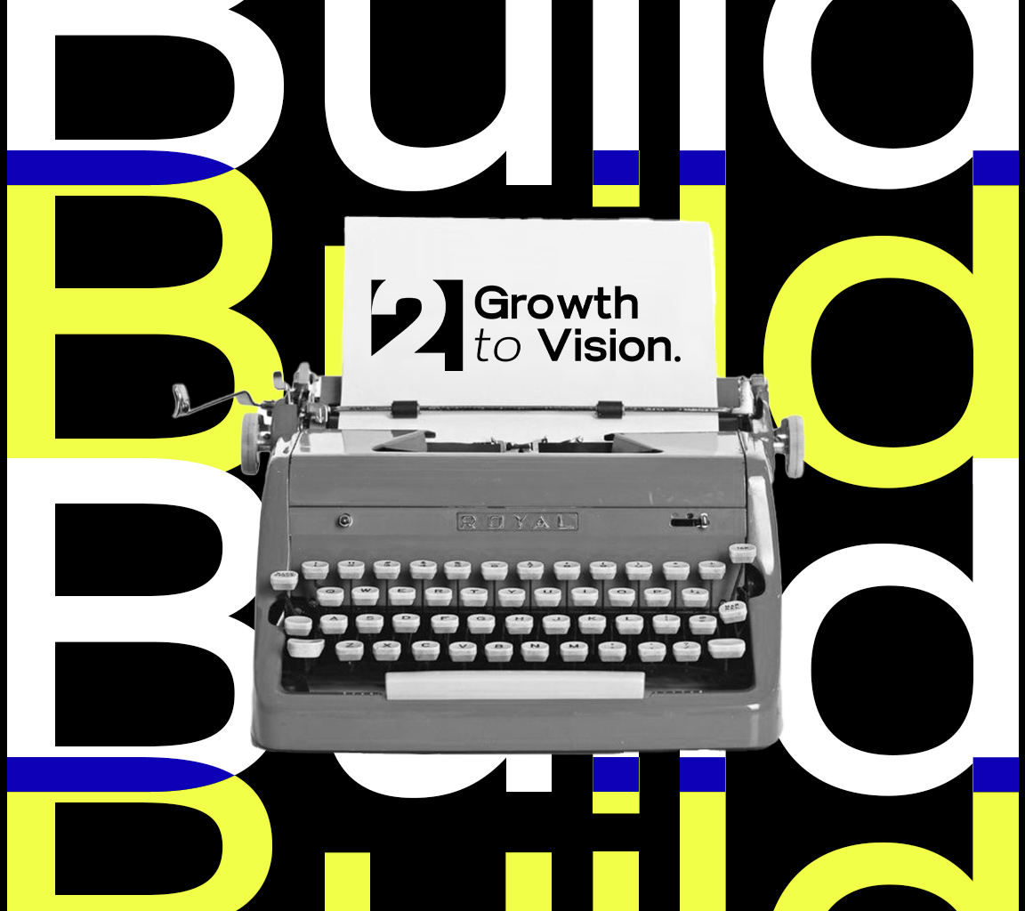 Retro typewriter with G2V Creators logo, symbolizing foundational branding and digital product launch services for creators and entrepreneurs in the U.S. and Latin America.