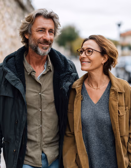 Couple walking on the street