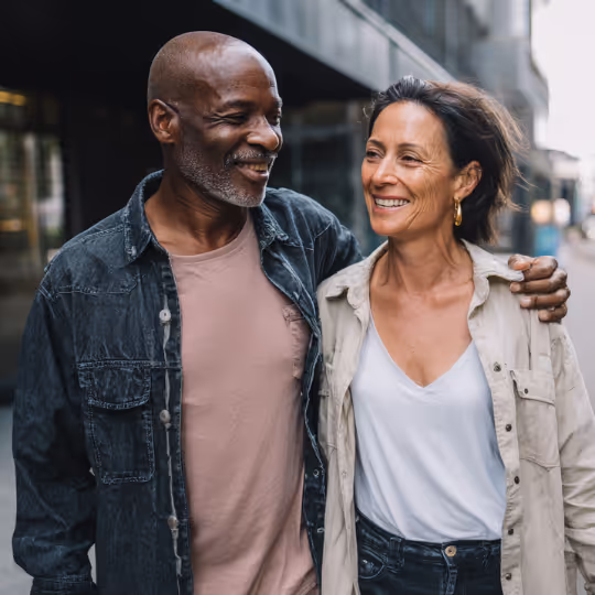 Couple walking on street