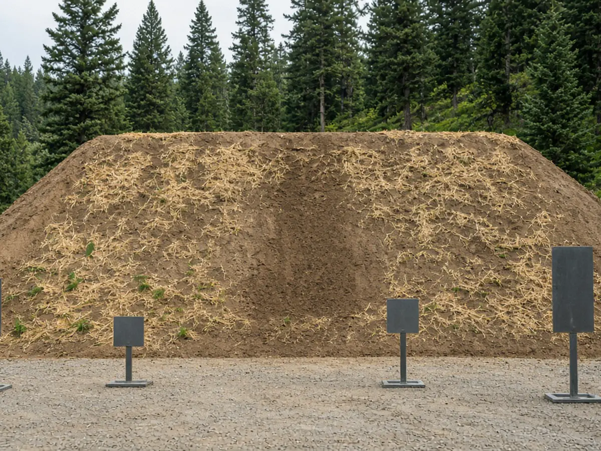 Finished earthen backstop berm at a shooting range
