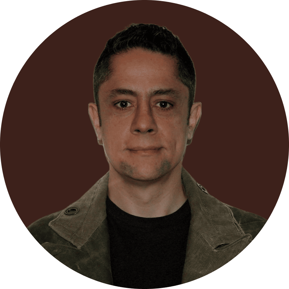 Headshot with dark red background