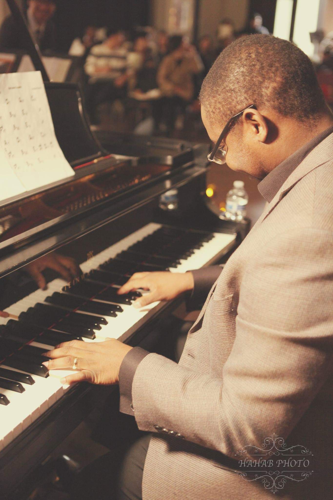 image of musician in recording studio