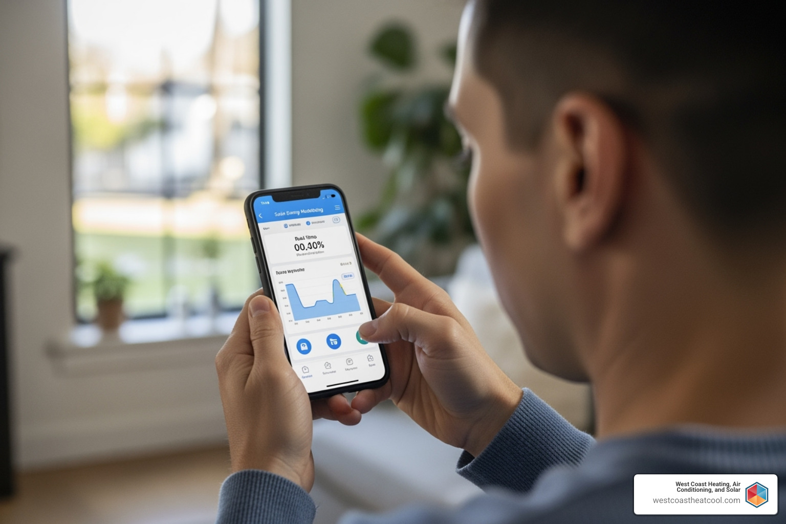 homeowner checking their solar monitoring app - solar panel installation process