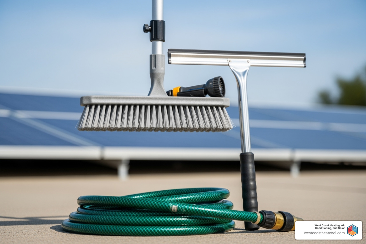 proper cleaning tools like a soft brush with extension pole, squeegee, and hose - does cleaning solar panels make a difference
