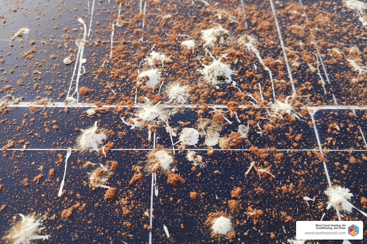 solar panel covered in bird droppings and dust - does cleaning solar panels make a difference