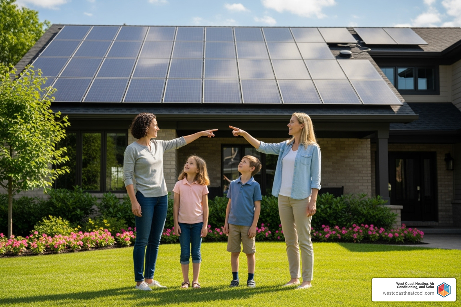 family admiring their new solar panel system - list of solar panel installer in san diego