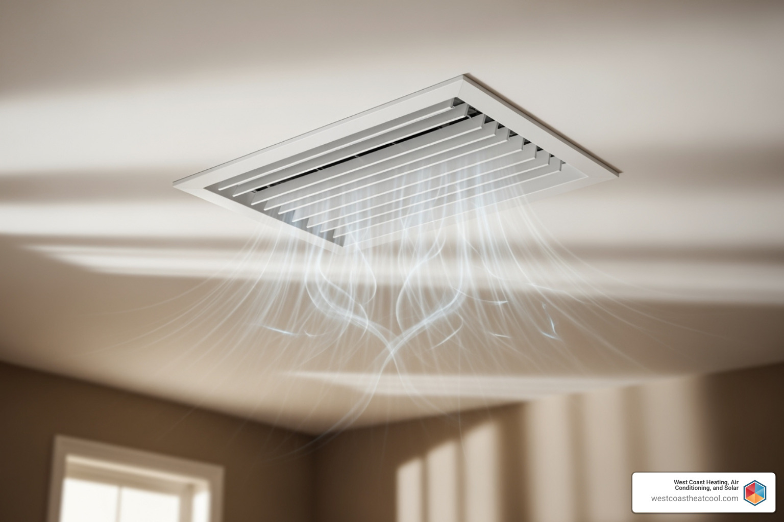 clean air flowing from a ceiling vent - Best HVAC San Diego