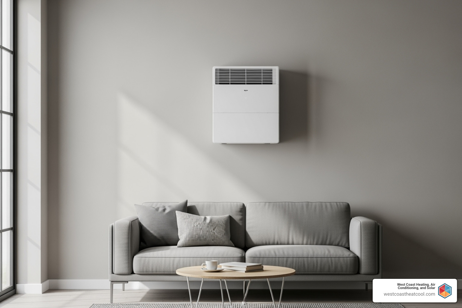 Image of a ductless mini-split unit mounted on an interior wall - Energy efficient HVAC