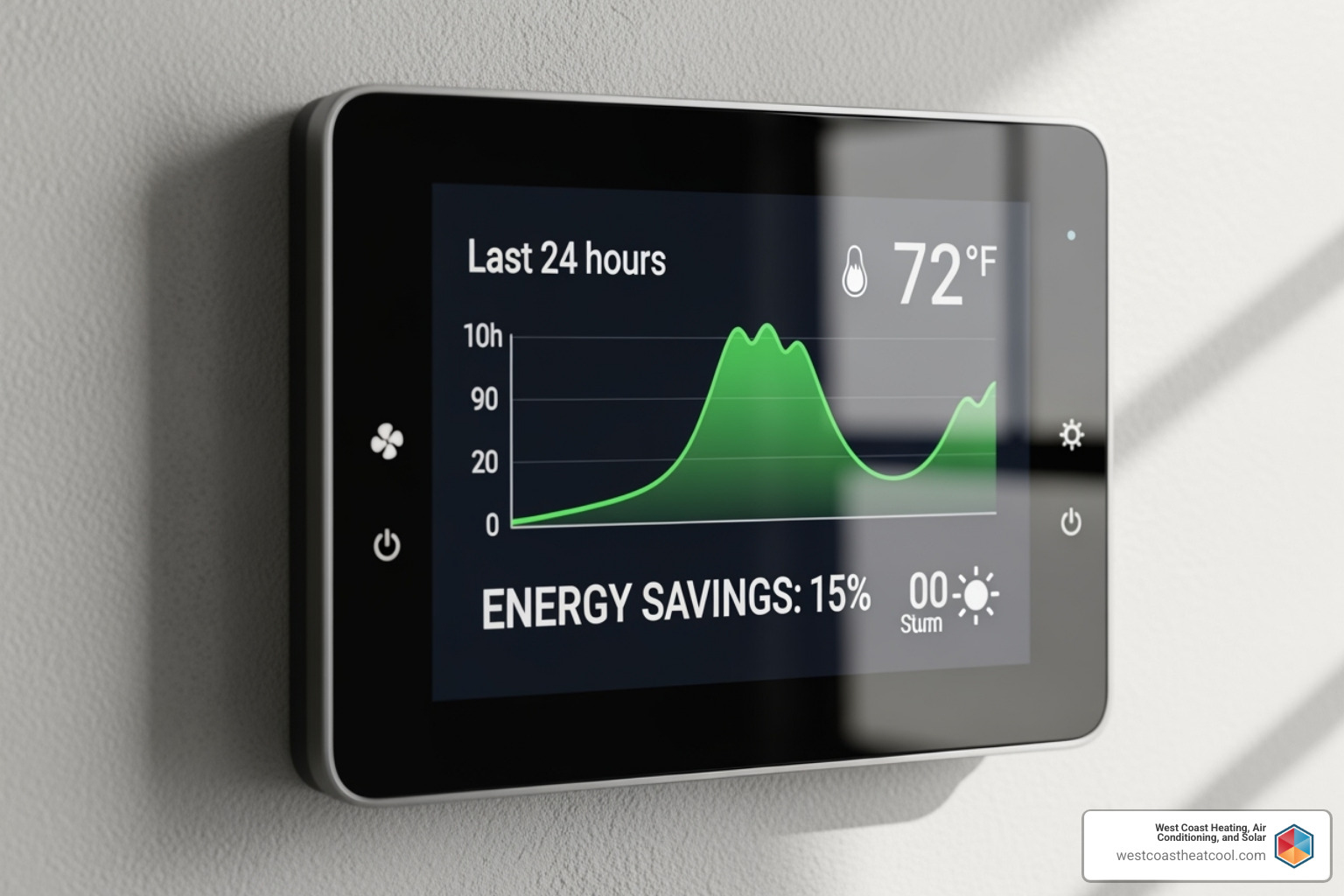smart thermostat displaying energy savings - San Diego HVAC services