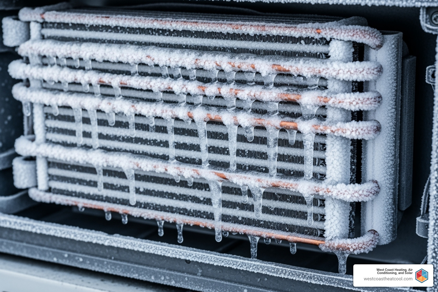 Frozen evaporator coil with ice buildup - AC leaking water inside