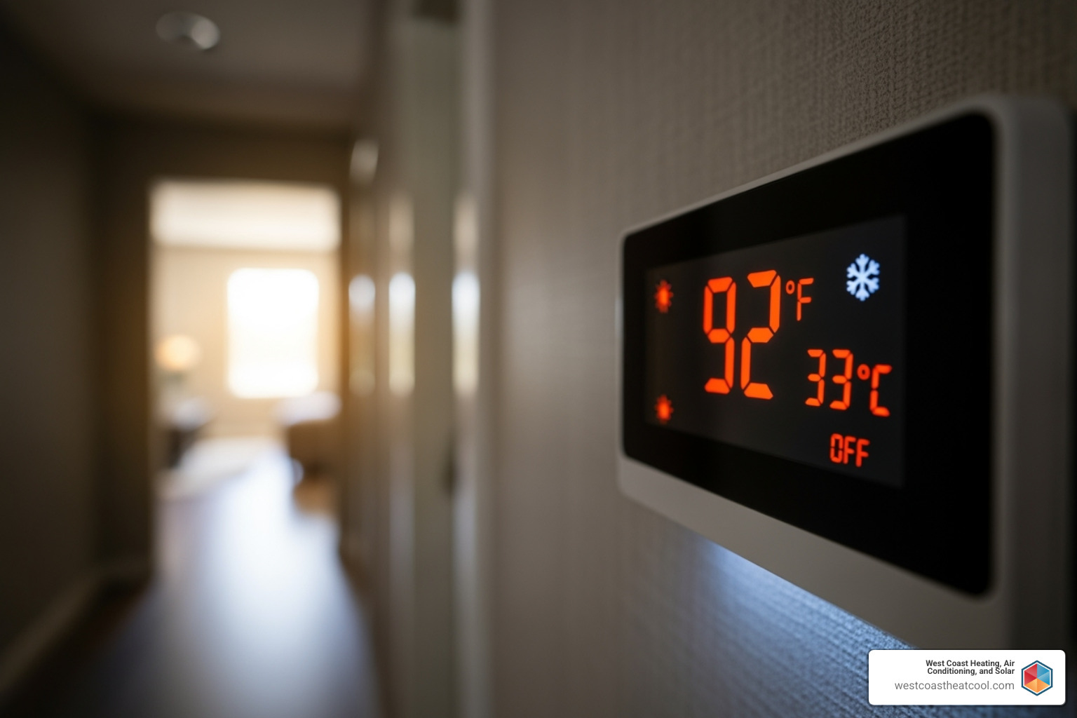 A home's thermostat during a summer heatwave - ac repair escondido