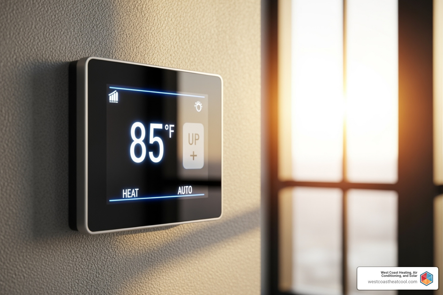 Thermostat displaying a high outdoor temperature - HVAC El Cajon