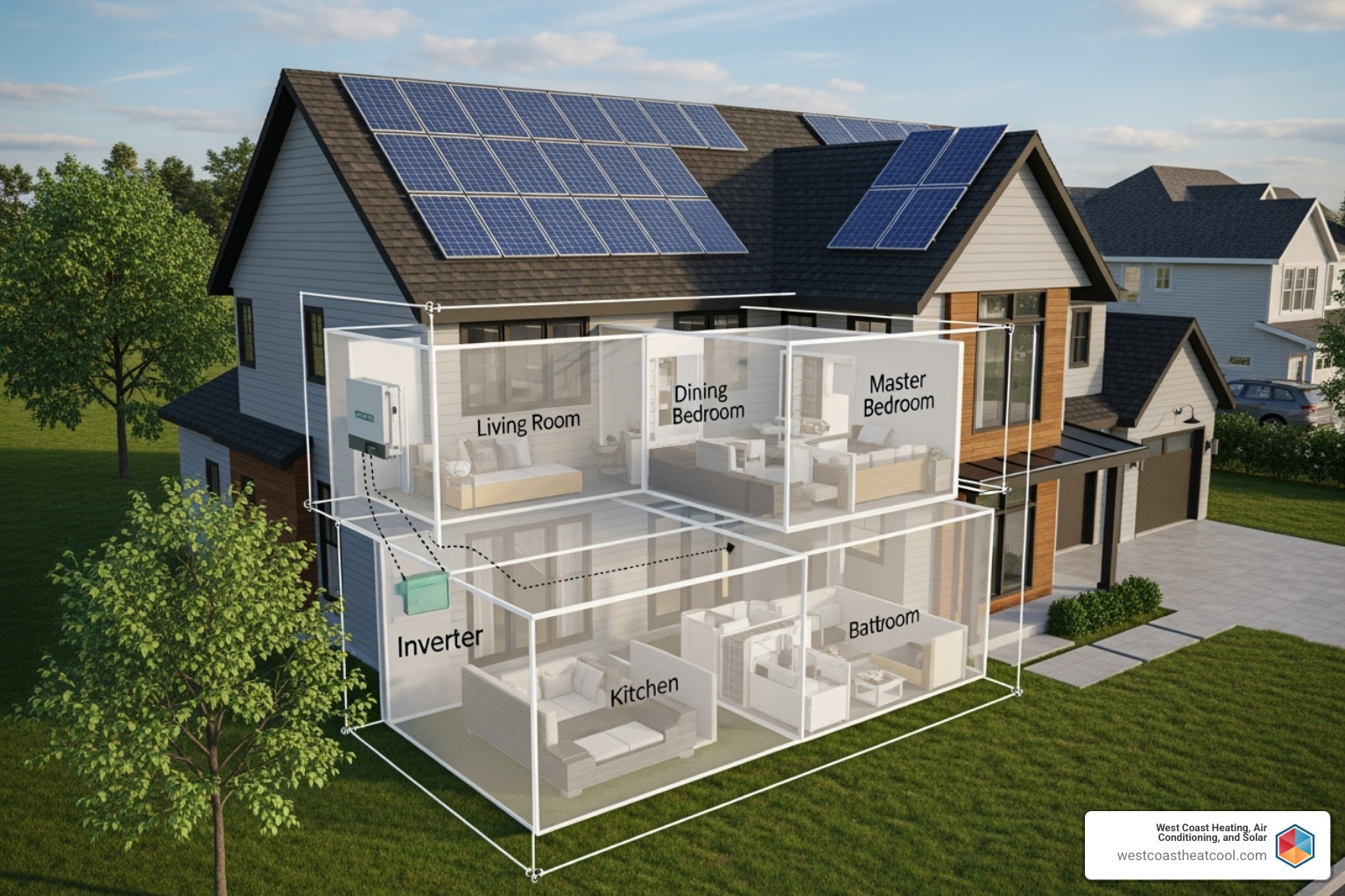 3D solar design rendering on a home's roof - Solar energy consultation