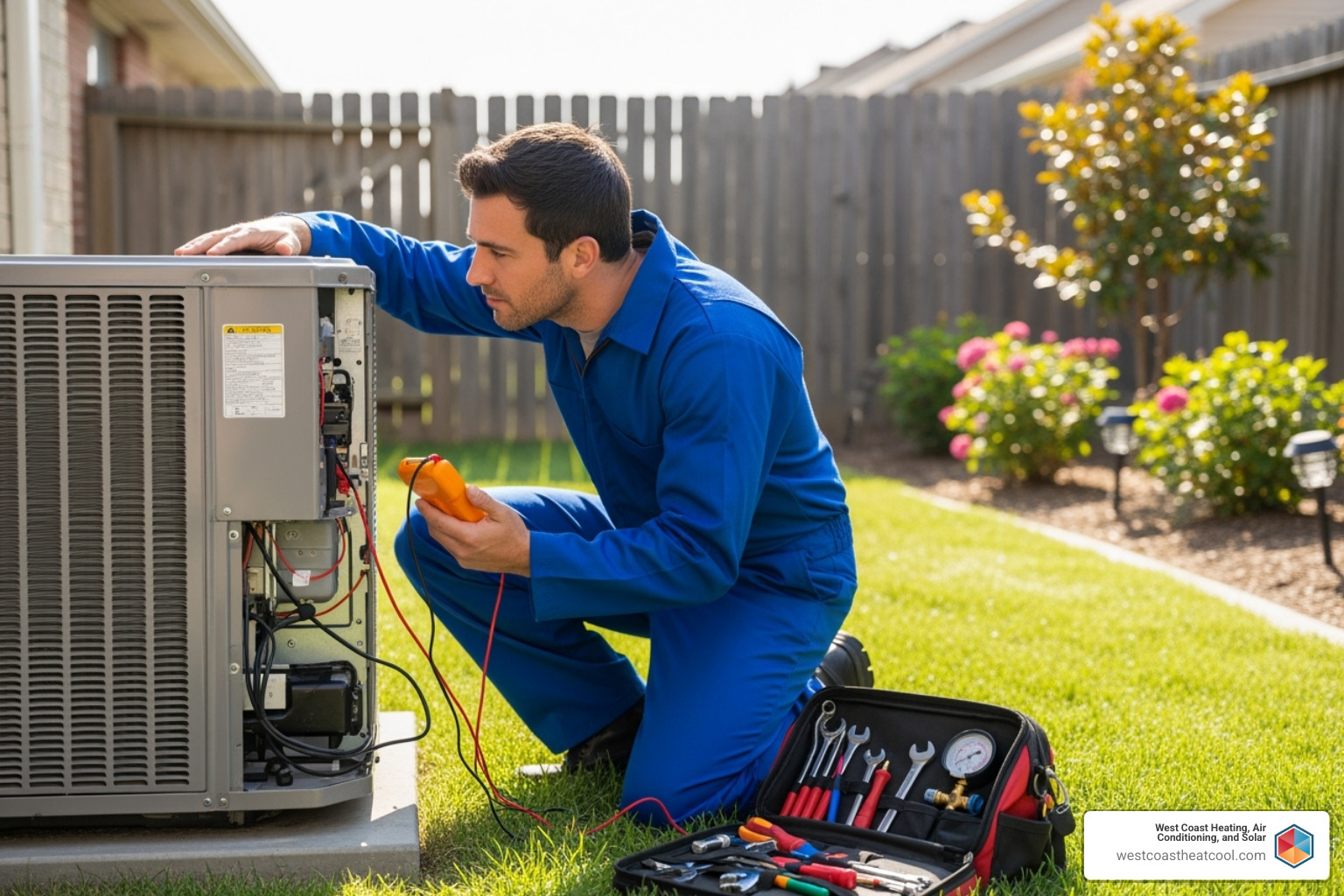 HVAC technician performing maintenance - Preventative HVAC maintenance