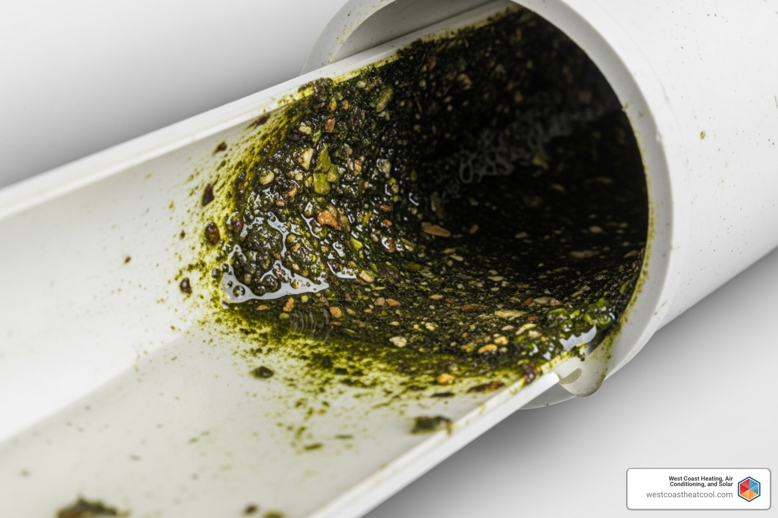 clogged PVC condensate drain pipe - AC leaking water