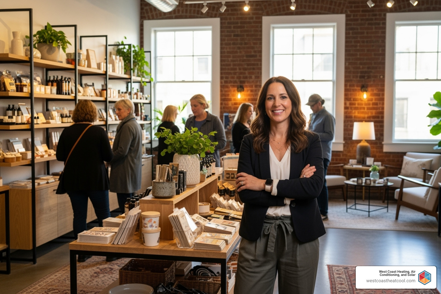 satisfied business owner comfortable retail space - commercial ac install san diego