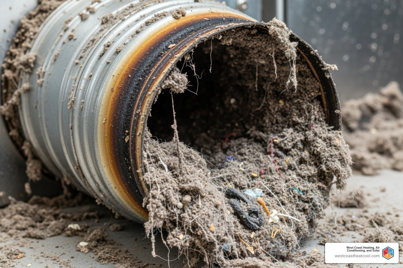 clogged commercial dryer vent - air duct cleaning oceanside